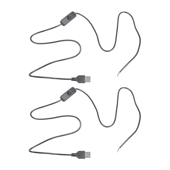 2 Pin Bare Wire USB Power Cord 22AWG Tinned Tip with Switches 5V/1A Support Cable Power Lines Plastic Texture for Repair