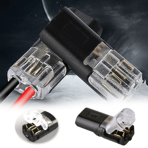 2-Pin Cable Connector Plug, Pack of 2 Car Plug Connector Connector Connection Terminal 2 Pin, 18-24AWG Wire Quick Splice Connector Cable Crimp Connector, Reusable Suitable For All Household(Black)