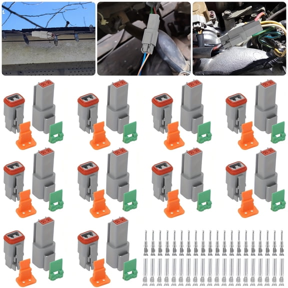 2 Pin DT Connector Kit, Automotive Wire Connectors, Compatible With16-22 AWG Wiring, Snap-on Design, for Cars, Trucks, Motorcycles, Boats, RV, for Marine, Solar Panels, Industrial Wiring