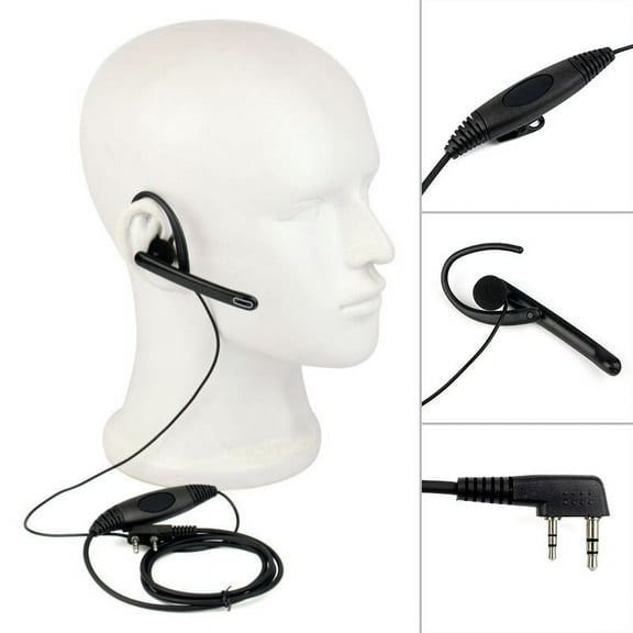 2-Pin Ear Bar Earpiece Mic PTT Headset for Kenwood/ For BAOFENG Radio