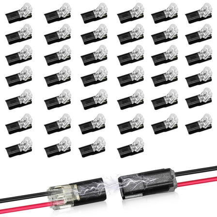2 Pin LED Strip Light Connectors - Double-Wire Plug-in Connector with Locking Buckle (Low Voltage)