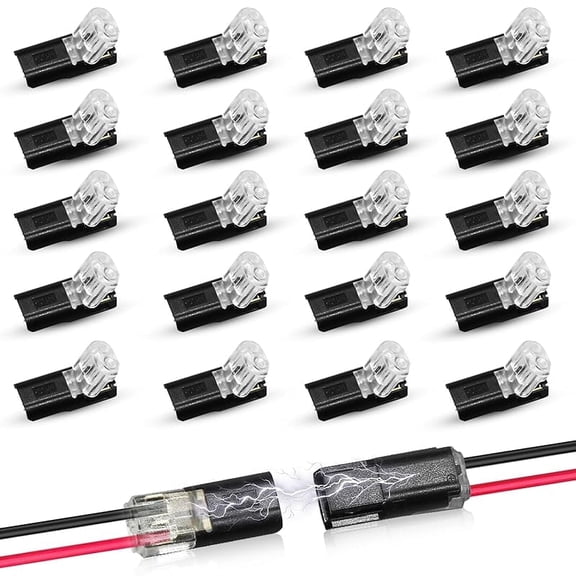 2 Pin LED Strip Light Connectors - Double-Wire Plug-in Connector with Locking Buckle (Low Voltage)