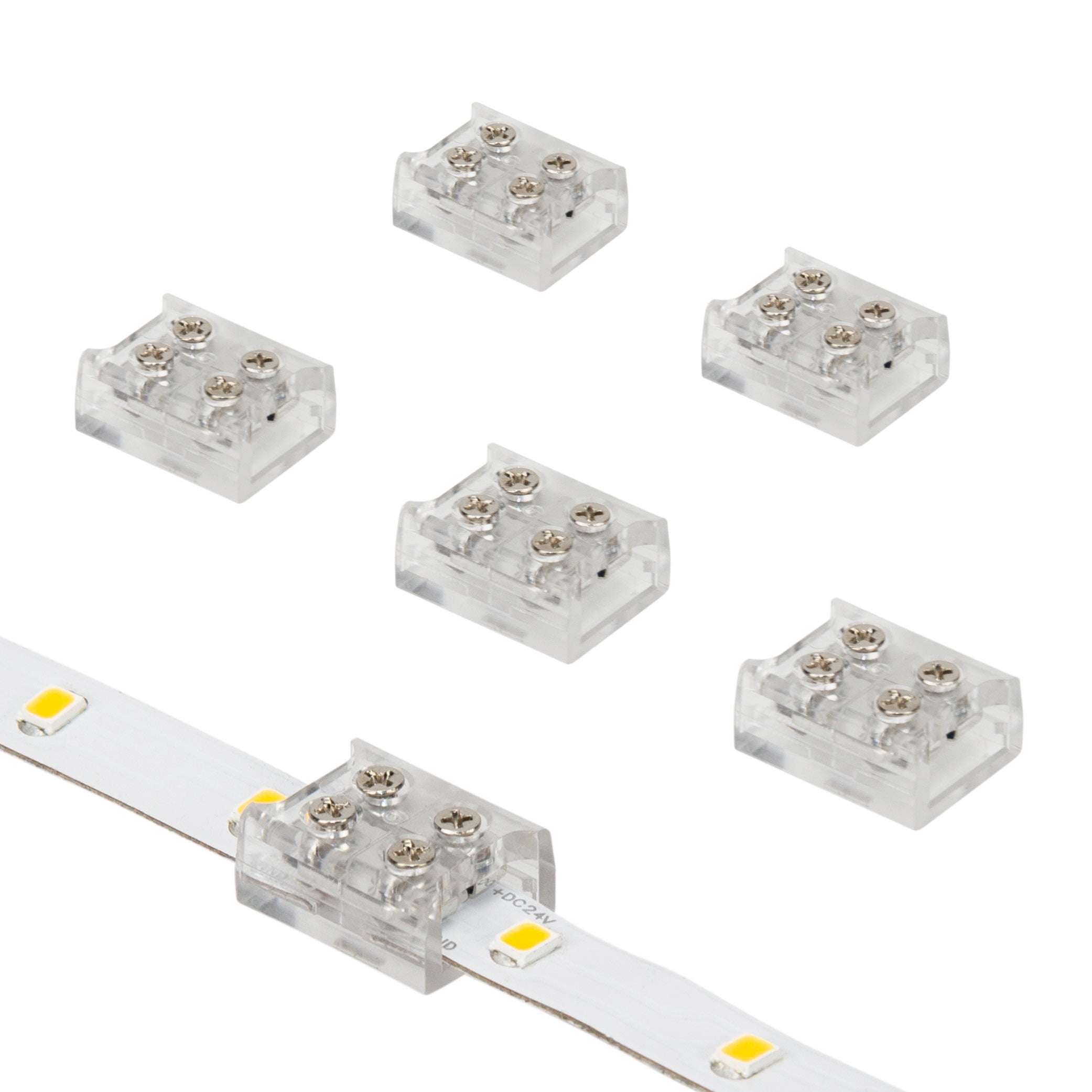 Clear 2-Pin LED Strip Light Screw Splice Connectors (6-Pack)