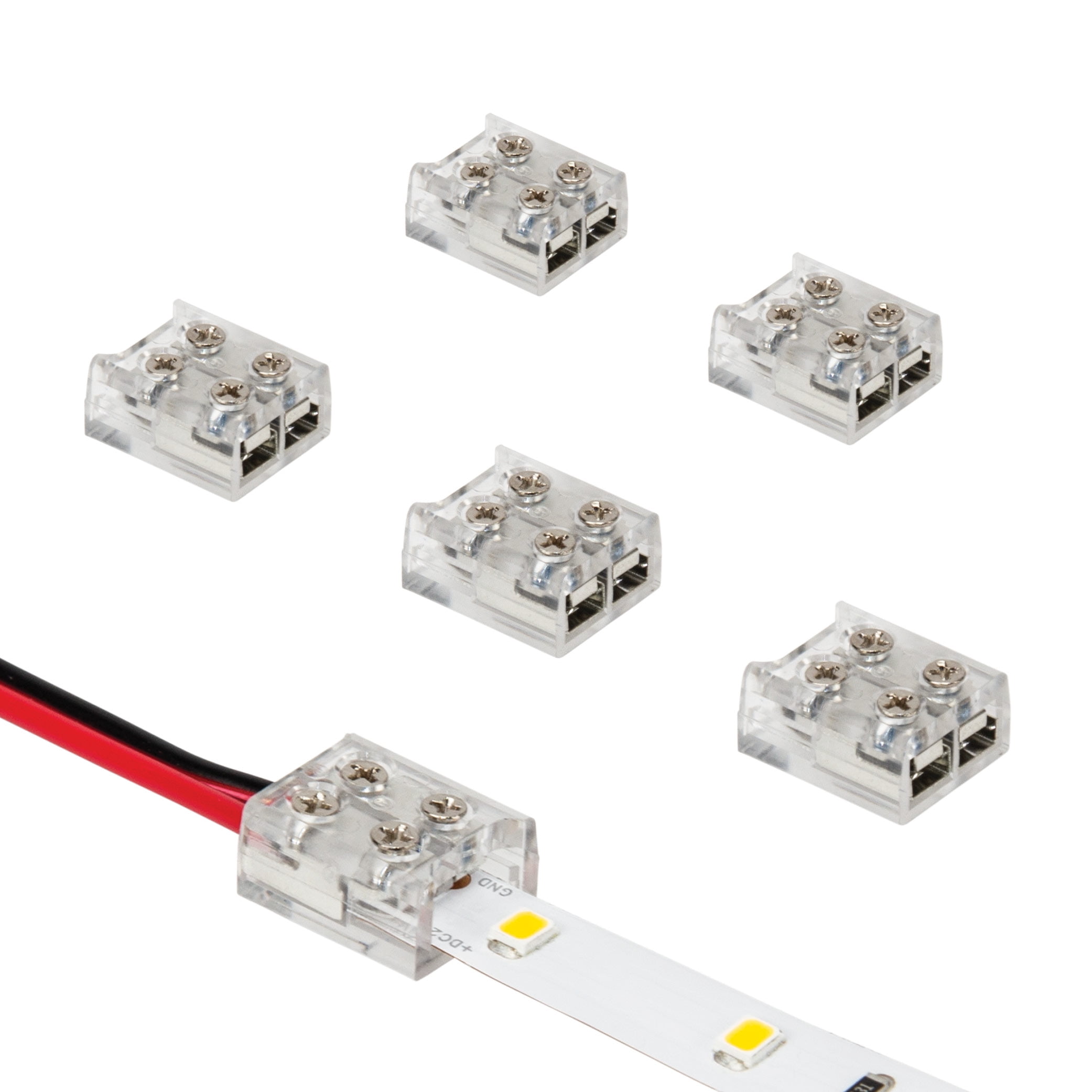 Clear 2 Pin LED Strip Light Screw Tape to Wire Connector