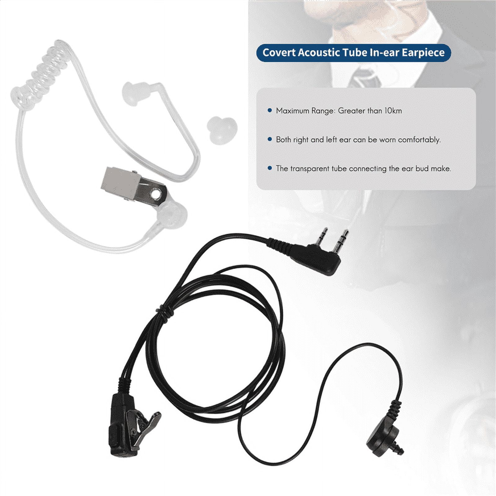 2 Pin PTT MIC Headset Covert Acoustic Tube In-ear Earpiece For UV-5R ...