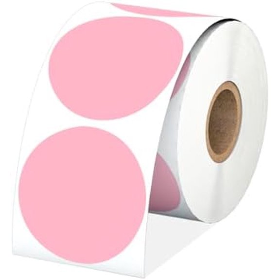 2" Pink Circle Direct Thermal Labels, Self-Adhesive Round Direct Thermal Stickers, Multi-Purpose Roll Sticker Labels for DIY Logo Brand Design, QR Code, Name Tag(1 Roll, 750 Labels)