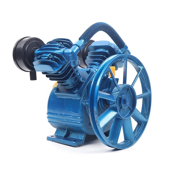 8Bar 2HP 2 Piston V Style Twin Cylinder Air Compressor Pump Motor Head Air Tool 115PSI 2HP V Type Twin Cylinder Quiet Air Compressor Pump Head Single Stage Blue