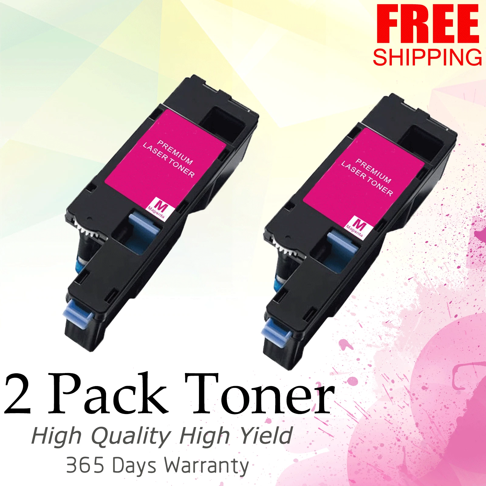 2 Pk 593-Bbjv Magenta Toner Cartridge For Dell Color Laser E525W Series ...