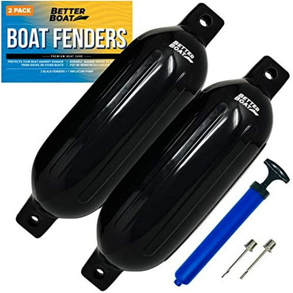 2 Pk Boat Fenders for Dock Boat Bumpers for Docking with Pump Boat Accessories Dock Bumpers Set Buoys Pontoons Black Buoy Fender Boat 23" x 6.5"