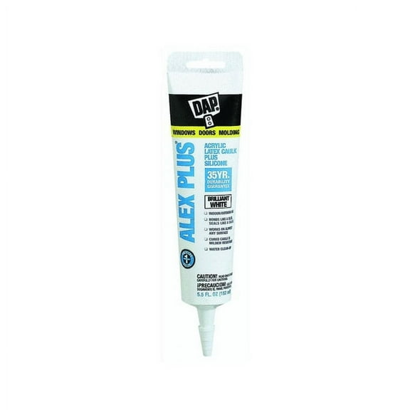 2 Pk Dap 18128 Alex Plus Acrylic Latex Caulk Plus Silicone, 5.5 Oz, White