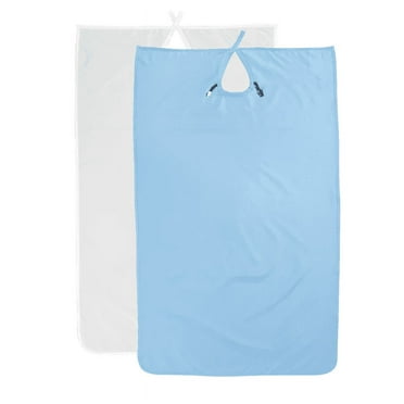 2/Pk Dental Patient Barrier Apron White Poliester Apron with Holder Clips for Bibs Ankle Length 27"W x 48"L