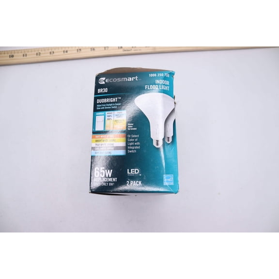 (2-Pk) EcoSmart BR30 Dimmable LED Bulb White 65W Equivalent A20BR3065WTES02