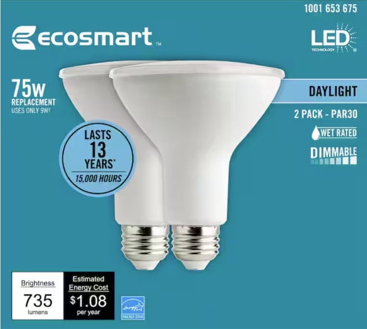 EcoSmart 75w  PAR30 Daylight Dimmable Flood Energy Star LED Light Bulb