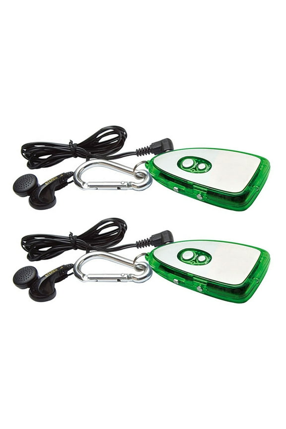 2 Pk FM Radio Earbuds Carabiner Keychain Light Portable Battery Operated Gift