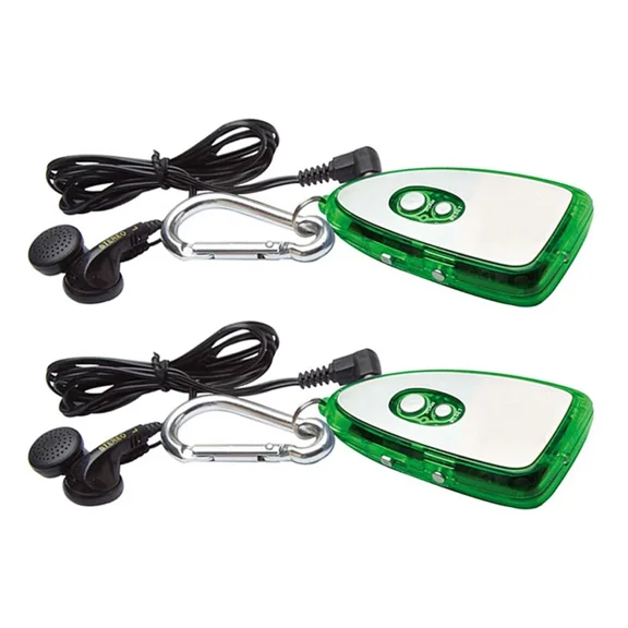 2 Pk Fm Radio Earbuds Carabiner Keychain Light Portable Battery Operated Gift