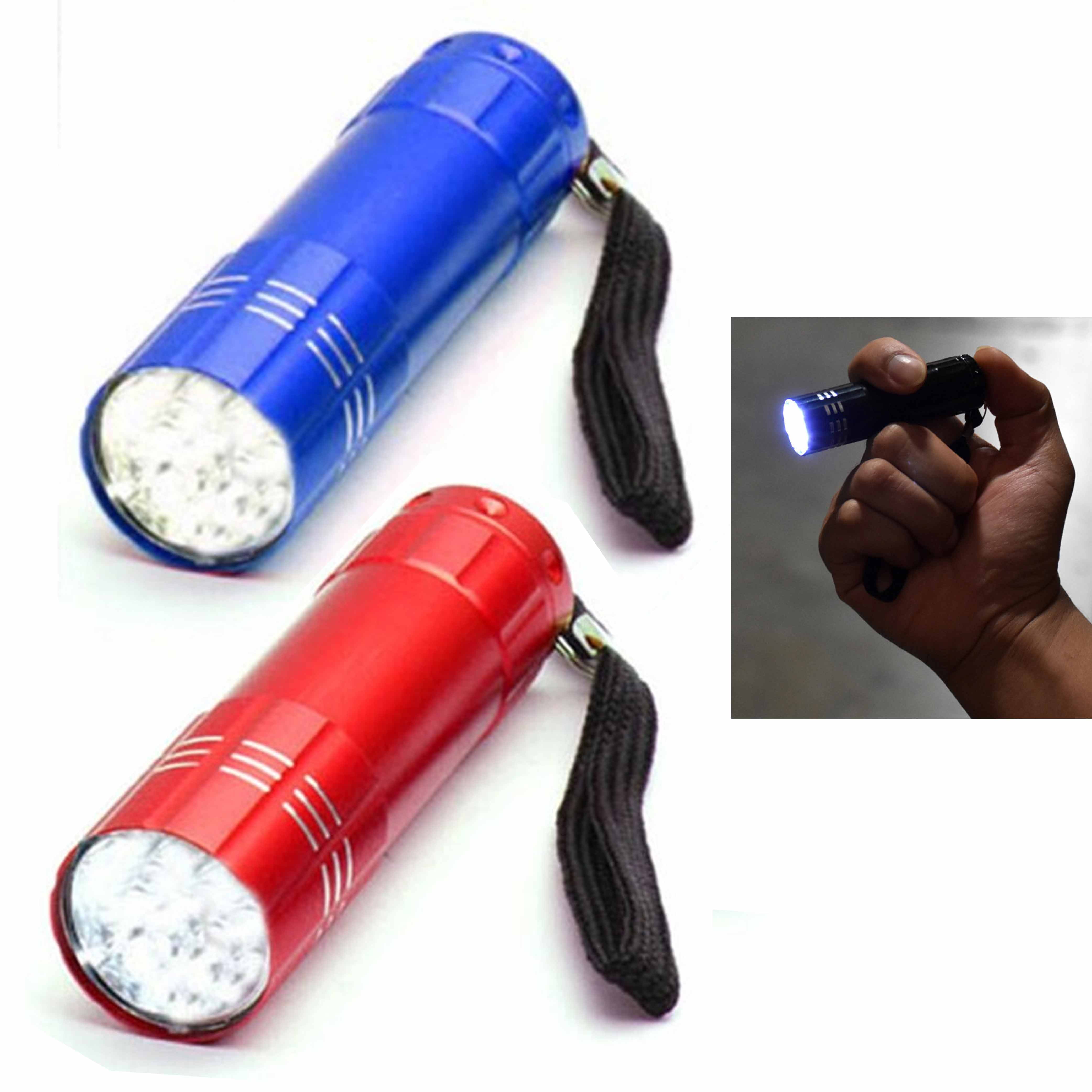 2 Pk Heavy Duty Flashlights Super Bright 9 LED Portable Torch Lamp Flash  Light