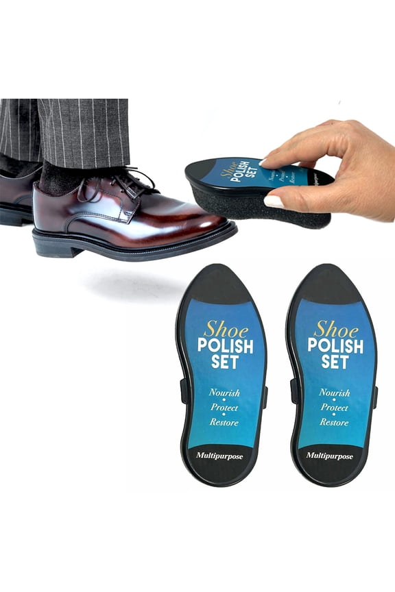 2 Pk Instant Shoe Shine Sponge Cleaning Protector Leather Care Boots All Colors