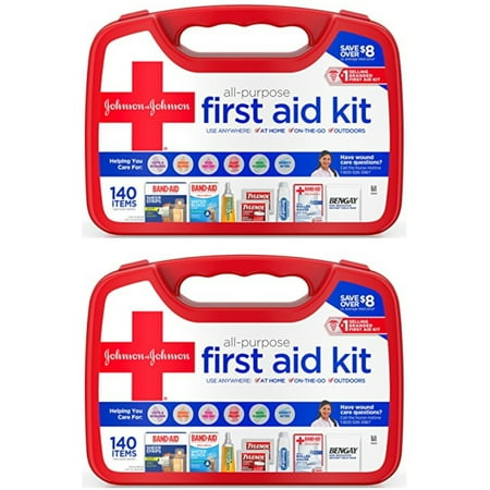 2 Pk Johnson & Johnson All Purpose First Aid Kit Emergency Survival Gear 140 Pc