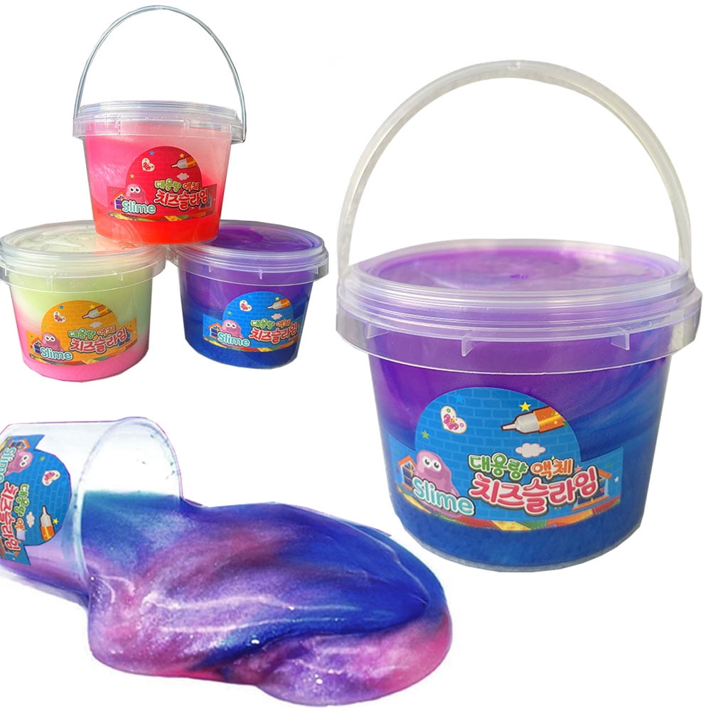 2 Pk Large Glitter Crystal Slime Buckets Goo Putty Squishy Party Favor