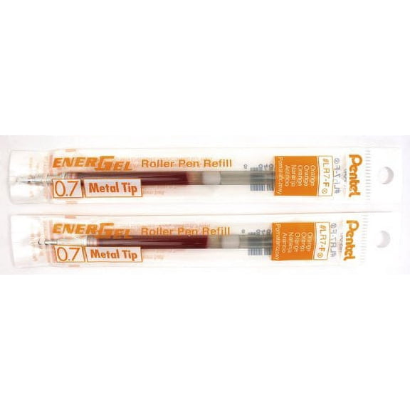 2 Pk Pentel LR7-F EnerGel Refills, 0.7 mm Medium, Orange