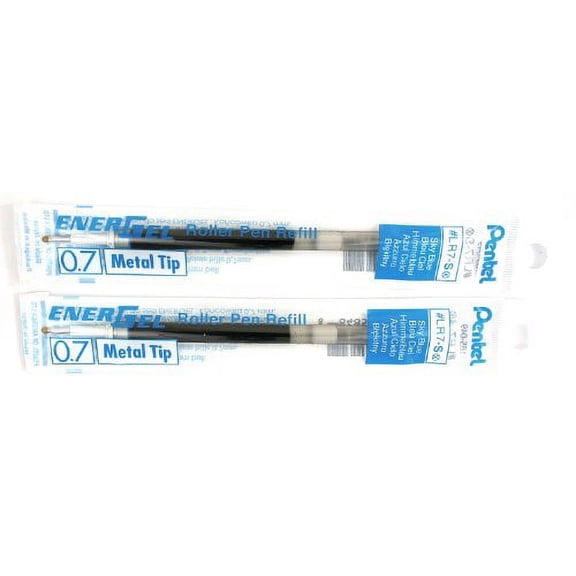2 Pk Pentel LR7-S EnerGel Refills, 0.7 mm Medium, Sky Blue