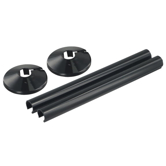 2 Pk Pipes Radiator Pipe Covers Sleeve 15Mm Collars Cut Fit Bathroom Chrome