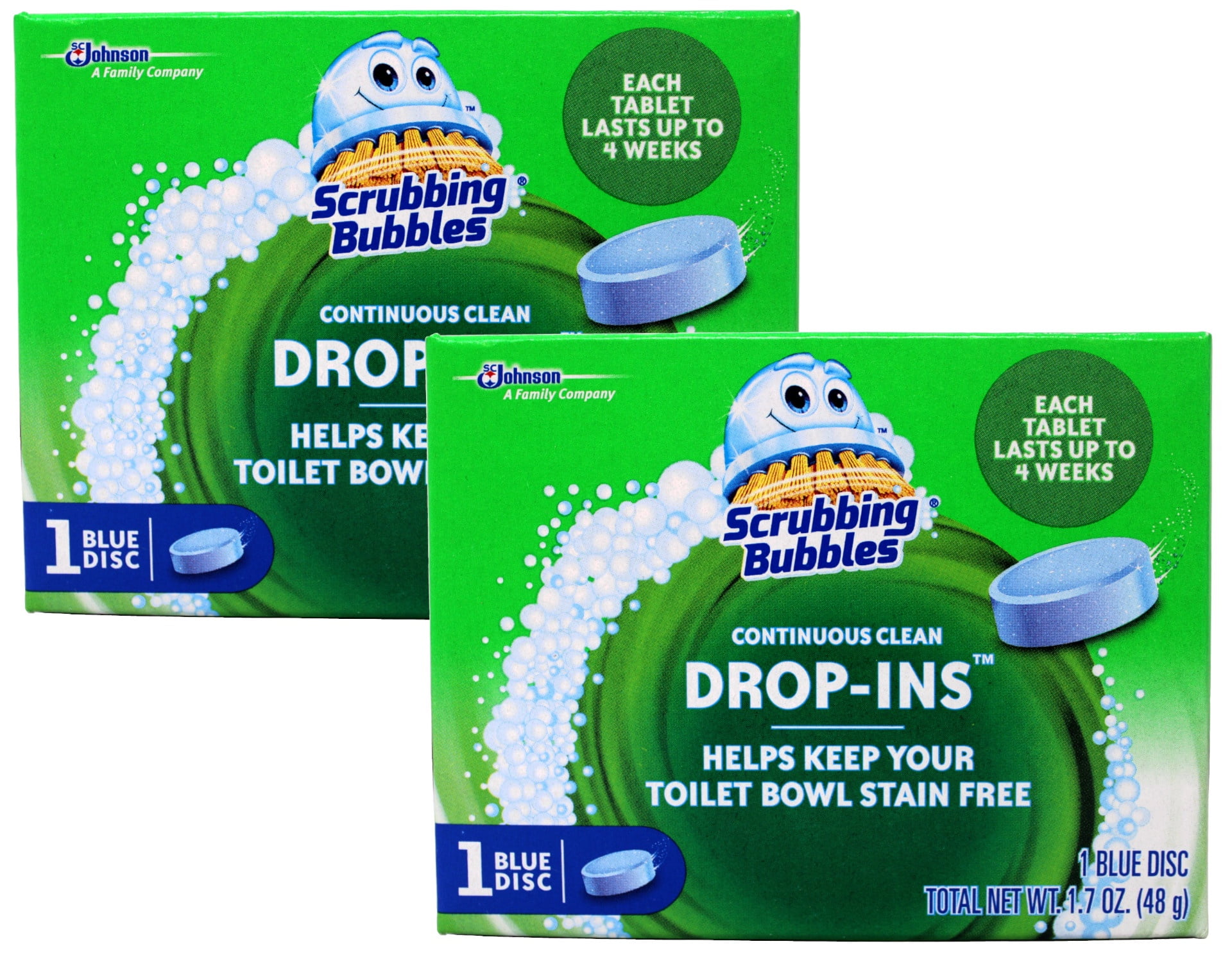2 Pk Scrubbing Bubbles Continuous Clean Drop-Ins, Toilet Cleaner Tablets, 1 Disc