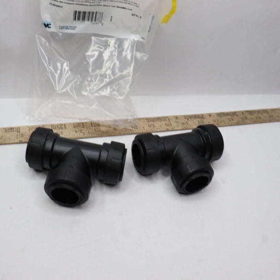 (2-Pk) SharkBite Tee Fitting Black Plastic 1 Push-to-Connect PL0828A2