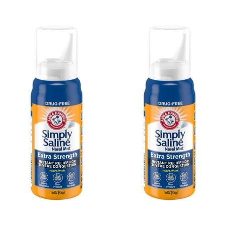 2 Pk Simply Saline Nasal Mist Extra Strength for Severe Congestion 1.5 Ounces Ea