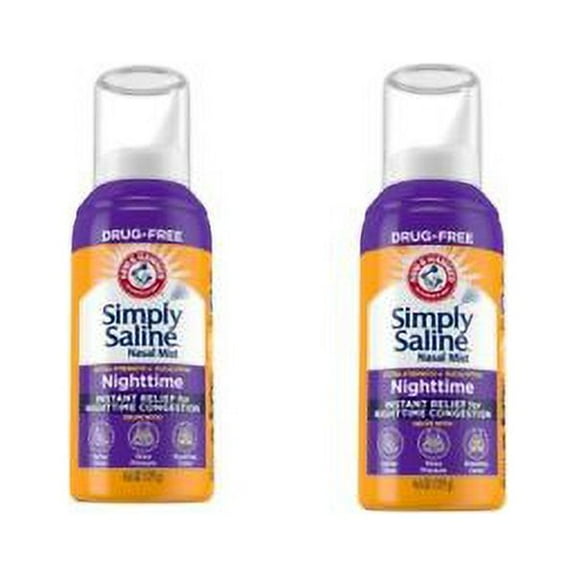 2 Pk Simply Saline Plus Nighttime Nasal Mist Eucalyptus Extra Strength 4.6 Oz Ea