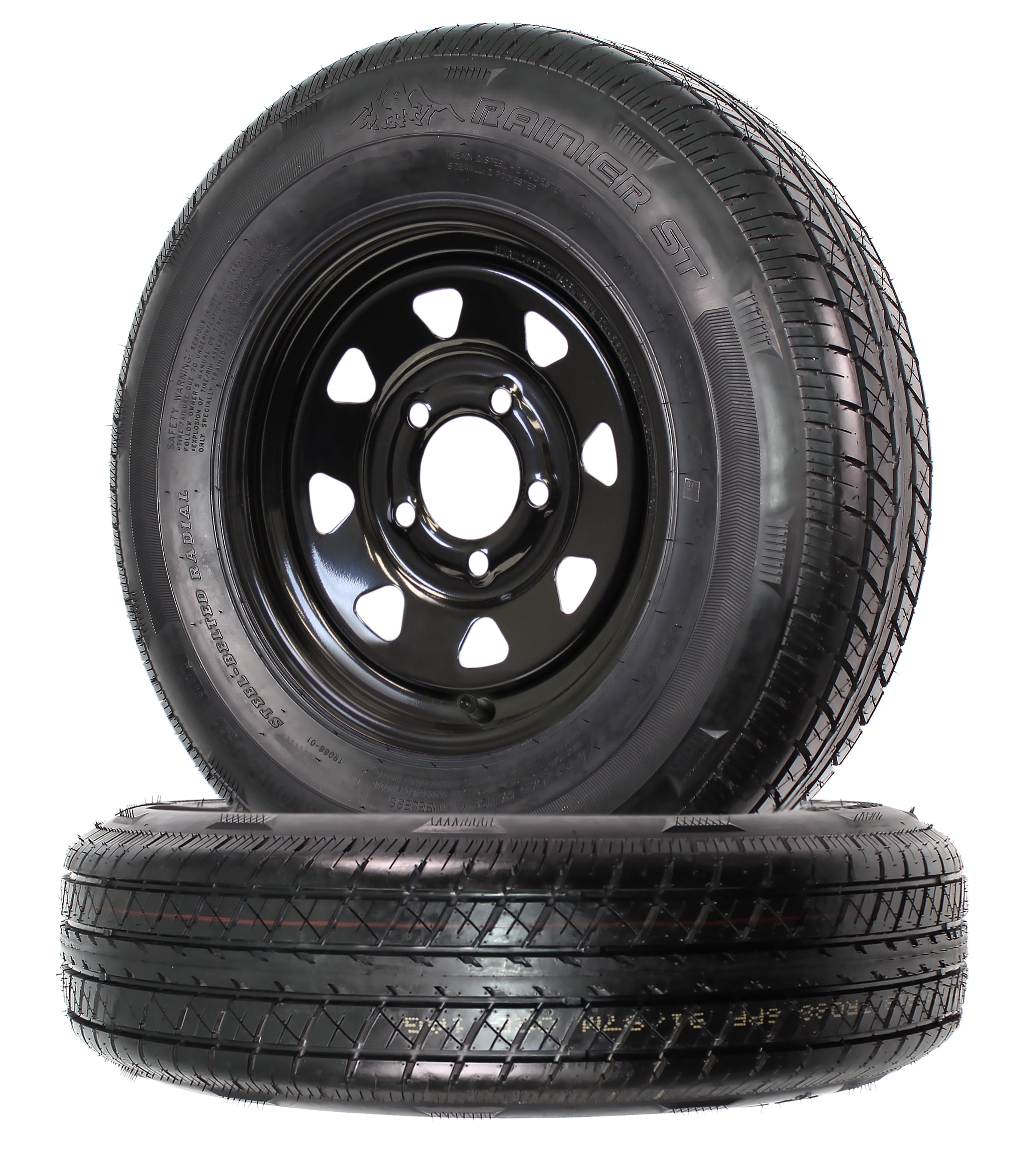 2 Pk Trailer Tire On Rim Radial ST175 80R13 175 80 LRC 5 4.5 Black