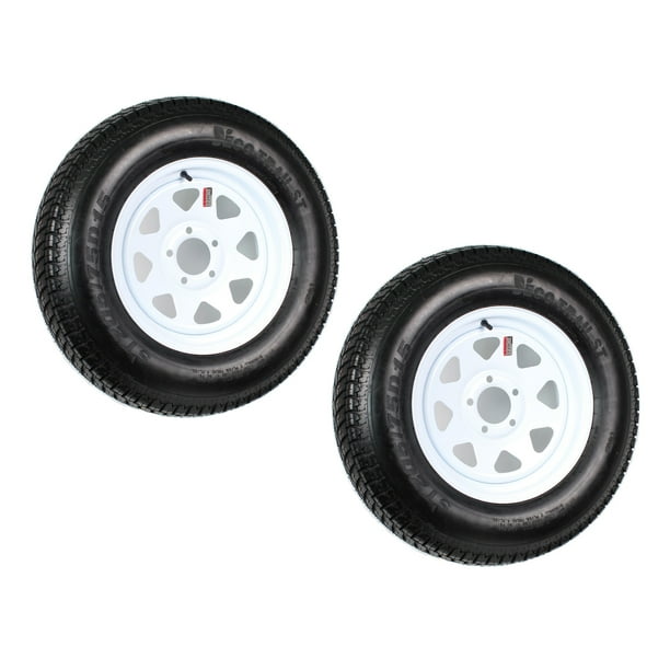 2Pk Trailer Tire On Rim ST205/75D15 205/75 15 in. LRC 5 Hole White
