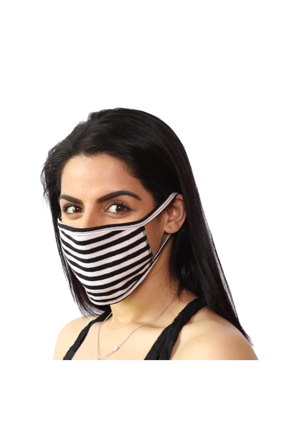 2 Pk Unisex Striped Washable Reusable Face Mask & Cover for Men and Women - 2 Layers Breathable Soft Fabric Made in USA