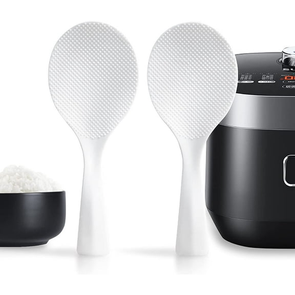 2 Plastic Rice Spoons Non Stick Vertical Rice Spoon Shovel Heat-Resistant Rice Cooker Spoon (White)