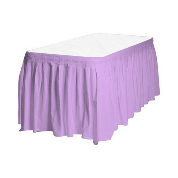 2 Plastic Table Skirts 13' X 29" Streches-19' - Lavender