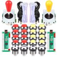 2 Player Ellipse Arcade Kit Oval Bat Joystick LED Chrome Arcade Buttons