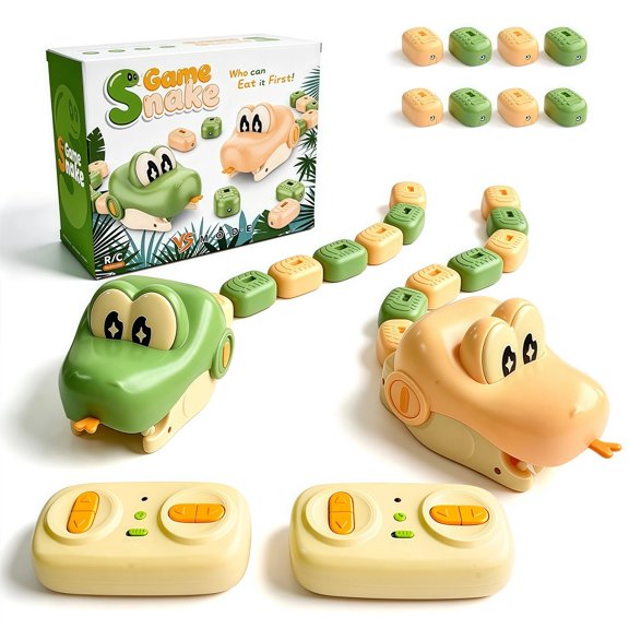 2-Player Remote Control Magnetic Snake Game Battle Set, Real-Life Snake Eating Itself Toy Cars with Lights & Sound