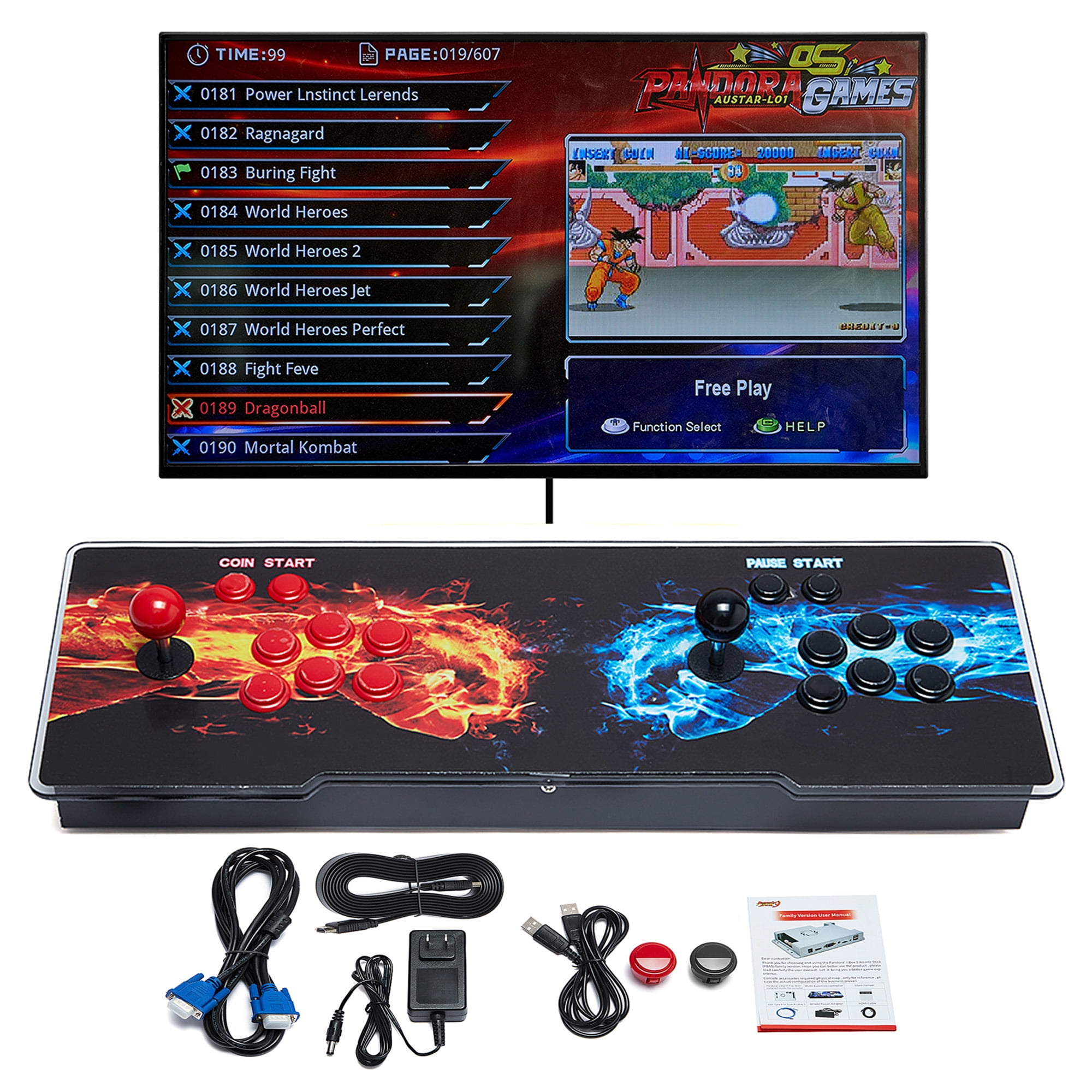 TOJASDN 10000 Games in 1 Arcade Game Console ，Pandora Box 3D Double  Stick，WiFi Function to Add More Games，Retro Game Machine for PC & Projector  