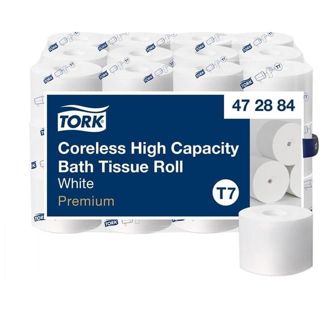 2-Ply Coreless Poly Toilet Paper Roll, White - Pack of 36