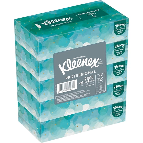 2-Ply Facial Tissue, Flat, 100 Tissues Per Box, Pack Of 5 Boxes