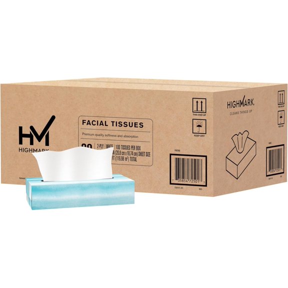 2-Ply Facial Tissue, Flat Box, White, 100 Tissues Per Box, Case Of 30 Boxes--