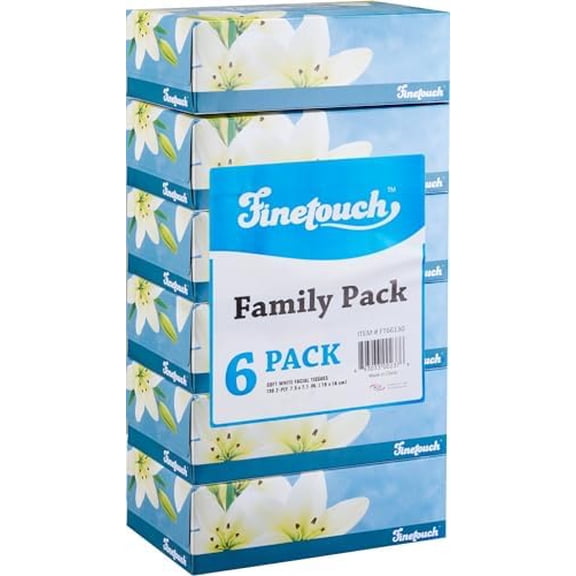 2-Ply Facial Tissues – 6 Boxes of 130 Soft Tissues (780 Total) – Strong & Gentle Tissue for Home, Office, or Travel Use