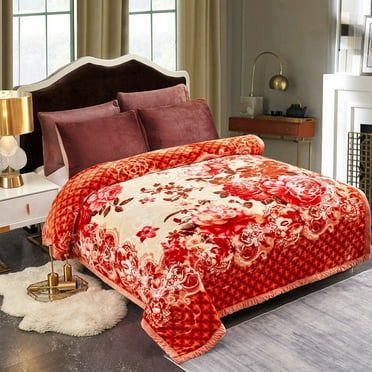 2 Ply Fleece Bed Blanket Soft Heavy Reversible Korean Raschel Blanket Queen King
