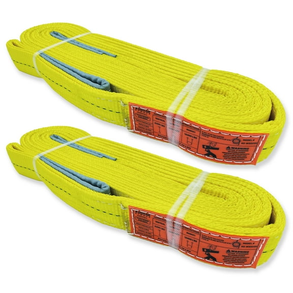 2-Ply Lifting Straps 2x 20 ft Webbing Sling Tree Saver 2Pack Heavy Duty Web Strap Rigging Moving Towing Hoisting Gear KODIAK STRAPS