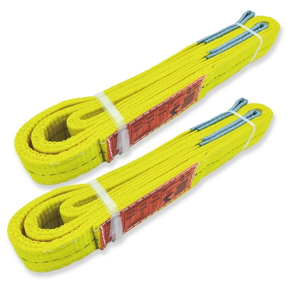2-Ply Lifting Straps 2x 6 ft Webbing Sling Tree Saver 2Pack Heavy Duty Web Strap Rigging Moving Towing Hoisting Gear KODIAK STRAPS