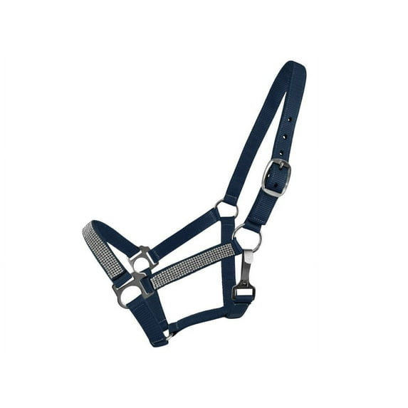 2-Ply Medium/Large Pony Nylon Halter w/ Crystals (Navy)