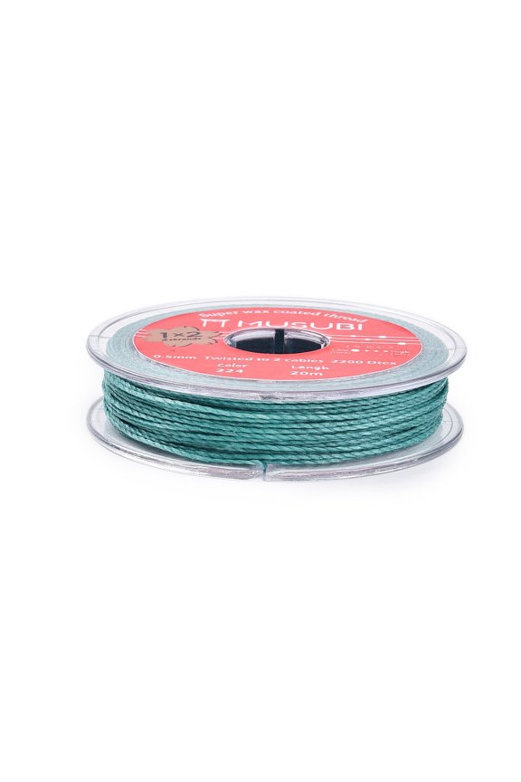 2-Ply Round Waxed Cotton Thread Cords Import From Japan Medium Turquoise 0.5mm about 21.87 Yards(20m)/Roll
