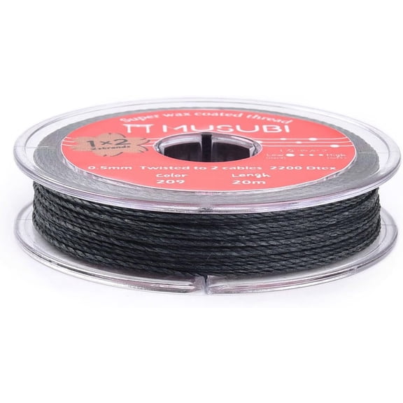2-Ply Round Waxed Cotton Thread Cords Import from Japan Dark Slate Gray 0.5mm 21.87 Yards (20m)/Roll Gray DIY