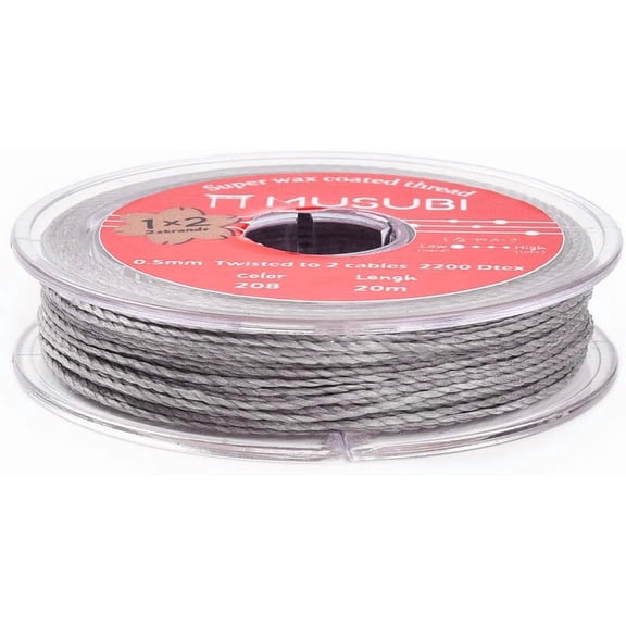 2-Ply Round Waxed Cotton Thread Cords Import from Japan Light Grey 0.5mm 21.87 Yards (20m)/Roll Brown