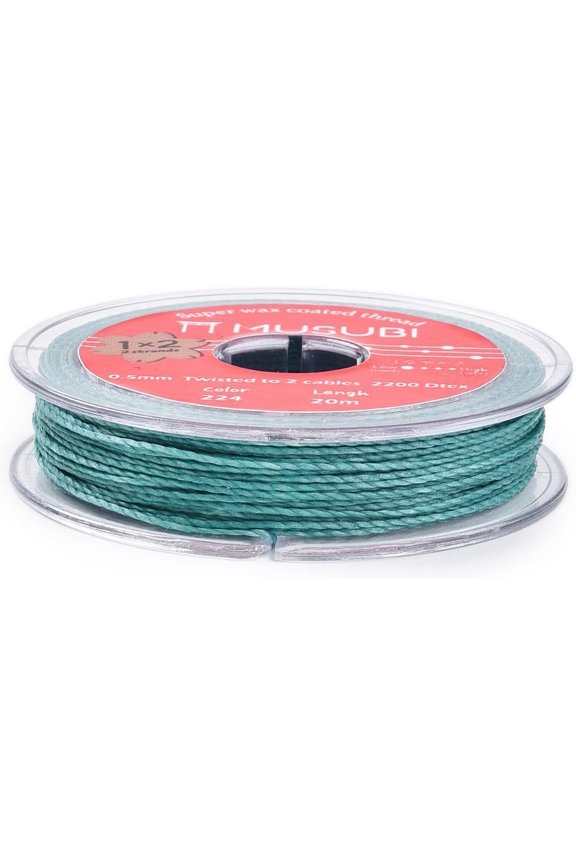2-Ply Round Waxed Cotton Thread Cords Import from Japan Medium Turquoise 0.5mm 21.87 Yards(20m)/Roll Colorful